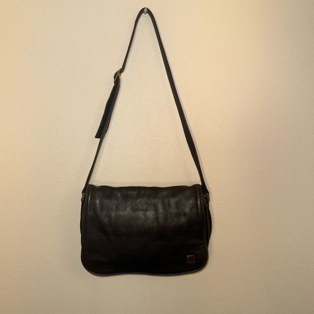 Pierre Balmain Black Leather Shoulder Crossbody Messenger Bag - Picture 3 of 16